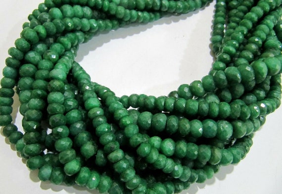 Natural Emerald Corundum Rondelle Faceted 6 to 9mm Graduated Beads Strand 8 inches Long Wholesale Prices Green Gemstones
