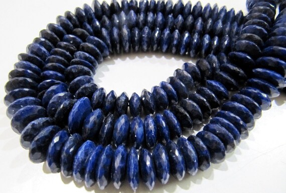 Natural Lapis Lazuli German Cut Rondelle Faceted Beads 9 to 12 mm Strand 8 inches Long  Best Quality Graduated Beads Wholesale Price