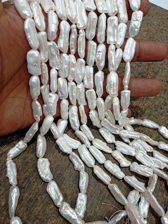 Natural Pearl Rectangle Nugget Shape 15 to 20mm Beads Sold Per Strand 16 inches long