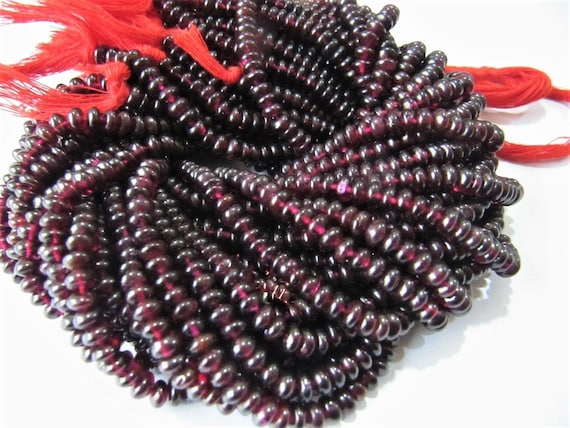 Natural Garnet 4 to 6mm Rondelle Plain Smooth Beads Strand 13 inches long Gemstone Jewelry Making Red Beads Wholesale Prices