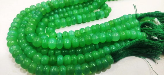 Natural Chrysoprase Mint Chalcedony Rondelle Plain 8mm Gemstone Beads Sold per Strand 8 inches Long Great Quality Jewelry Making Beads