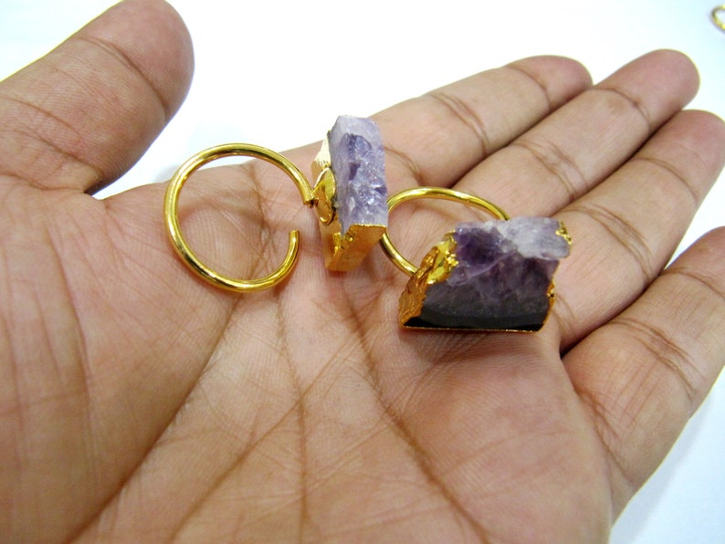 ON SALE Mix Color Slice Agate Druzy Ring Free Size Gold Plated Adjustable Multi Color Drusy Ring Jewelry for Girls and Women Wholesale Pric