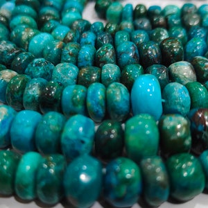 Natural Chrysocolla  5 to 10mm Rondelle Plain Smooth Graduated Beads Sold Per Strand 8 Inches Long Beads Jewelry Making Beads