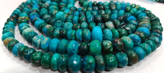 Natural Chrysocolla  5 to 10mm Rondelle Plain Smooth Graduated Beads Sold Per Strand 8 Inches Long Beads Jewelry Making Beads