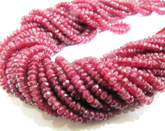 Natural Ruby Rondelle Faceted top Quality 3.5 to 4.5mm Beads Sold Per strand 8 inches Long Untreated Best Quality Gemstones