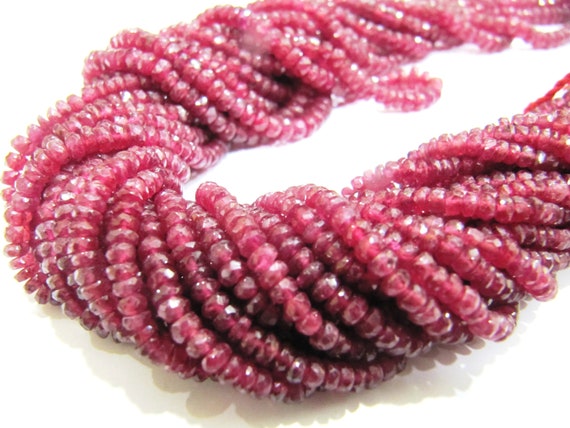 Natural Ruby Rondelle Faceted top Quality 3.5 to 4.5mm Beads Sold Per strand 8 inches Long Untreated Best Quality Gemstones