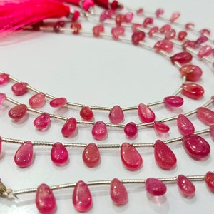 Natural Ruby Pear Shape Plain Smooth 5X7 to 8X12 mm Best Quality Ruby Gemstone Beads Sold Per Strand 8 Inches Long Great Quality Beads