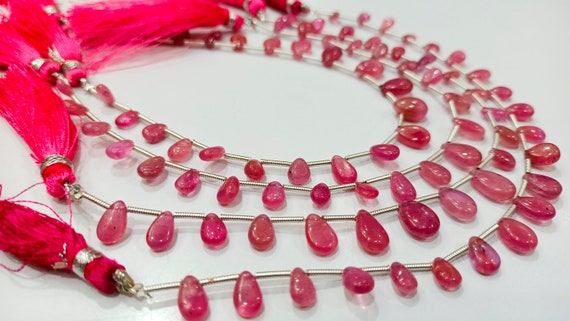 Natural Ruby Pear Shape Plain Smooth 5X7 to 8X12 mm Best Quality Ruby Gemstone Beads Sold Per Strand 8 Inches Long Great Quality Beads
