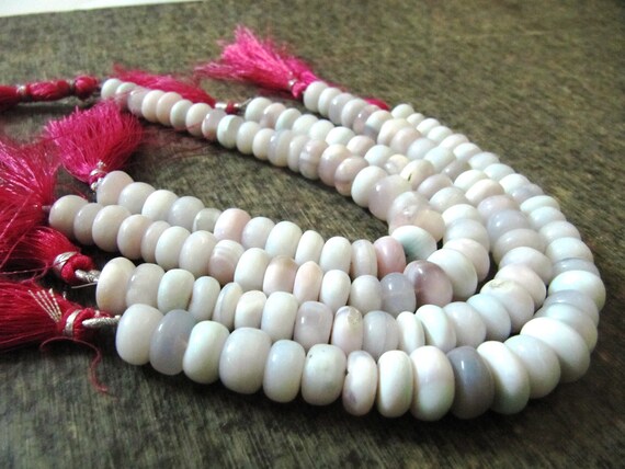 Natural Lavender Opal gemstone 10-12mm Beads Plain smooth Rondelle real opal Beads for jewellery making strand 8 inches long