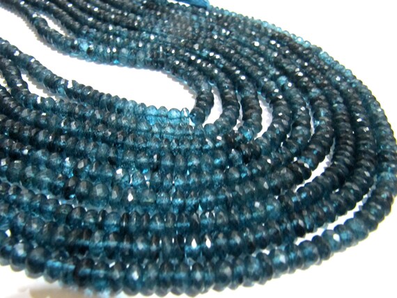 Natural Topaz 6 to 7mm Beads Rondelle Faceted London Blue color Topaz Sold per Strand 8 Inches long