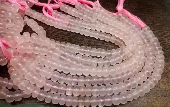 Natural Pink Chalcedony Rondelle Plain Smooth 8mm Gemstone Beads sold per strand 8 inches long Great Quality Beads