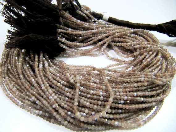 Natural Chocolate Moonstone 2-2.5mm Rondelle Faceted Beads Strand 13 inches Micro Faceted Tiny Jewelry Making Beads