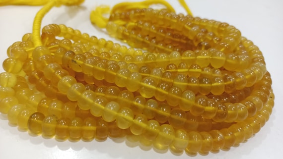 Natural Yellow opal Rondelle Plain smooth 8mm Beads Sold per strand 8 inches long Great Quality Beads