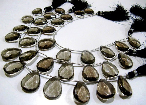 Natural Smoky Quartz Pear shape Briolette Faceted Beads 15x20 mm best Quality Beads Strand 8 inches Long Jewelry making top gemstone beads