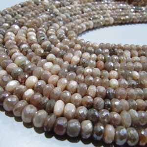 Natural Peach Moonstone Silver AB Mystic Coated  Rondelle Faceted Beads 7-8mm Strand 8 inches long High Quality Beads Wholesale prices