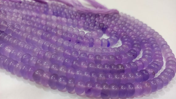 Natural Lavender Chalcedony Rondelle Plain Smooth 6mm Gemstone Beads Sold Per strand 8 Inches Long Jewelry Making Beads