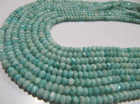 Natural Amazonite Rondelle Faceted 3-4 mm Gemstone Beads Strand 13 inch long High Quality Wholesale Prices Jewelry making gemstone beads