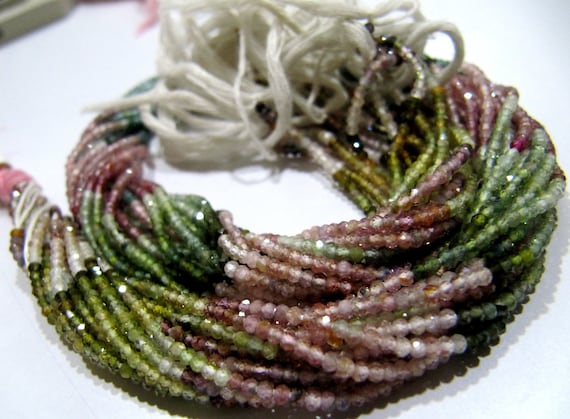 Natural Multi tourmaline 2mm Rondelle Micro faceted Gemstone Beads Strand 13 Inches Long Best Quality Beads Sold Per Strand
