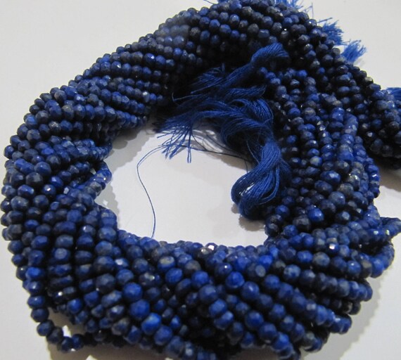 Natural Lapis Lazuli Rondelle Faceted Beads 3-4 mm Strand 13 inch long High Quality Beads Wholesale prices jewelry making beads