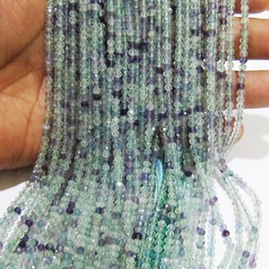 Natural Fluorite Multi Color Beads Fluorite Rondelle Shape Faceted 3mm Beads Green Beads, Purple Beads Strand 13 Inch Long image 4