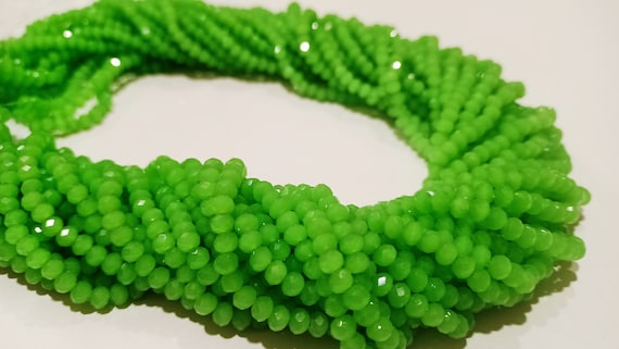 Green Chalcedony Rondelle Faceted beads 4mm Beads Sold Per Strand 19 Inches Long jewellery making beads