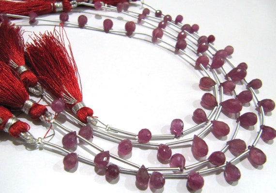 Natural Ruby Tear Drop Briolette Beads Size Approx 4x6mm To 7x10mm Strand Length 8 Inches long Wholesale Prices