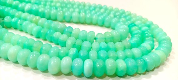 Natural Peruvian Green Chalcedony Rondelle Plain Smooth 8-9mm Beads Jewelry Making Gemstone beads Sold Per Strand 8 Inches Long