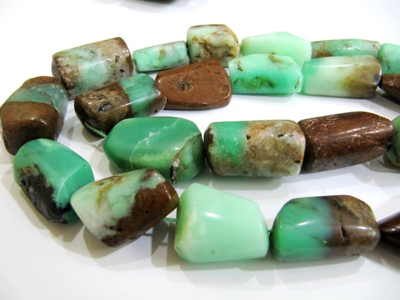 Natural Chrysoprase Nugget Shape Tumbled Plain Smooth 15mm To 25mm Big Size Beads Sold 4 Loose Beads Mix Sizes Wholesale Prices