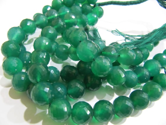 Natural Green Onyx Round Ball Shape Micro Faceted 5-6mm Top quality Rosary Gemstone Beads Strand 8 Inches Long Wholesale Prices