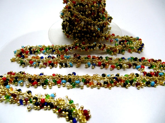 Multi Color Quartz Smooth Grape Beaded 2mm Cluster Chain. Wire Wrapped Angoori Chain Wholesale Prices Handmade Dangling Chain Sold per foot