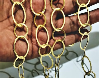 Gold Plated Big & Thick Marquise 30mm*19mm  Link Chain Sold Per Foot Jewellery Making Wholesale Rate Chains 20 Kt Gold Filled Chains