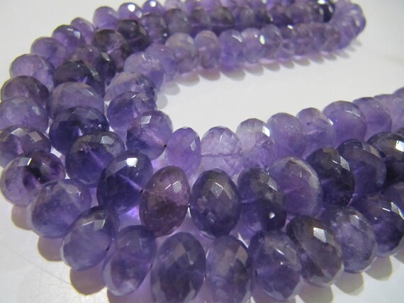 Natural Amethyst Rondelle Faceted 8-10mm Graduated Beads Strand 8 inches Long top quality Jewelry making  gemstone beads