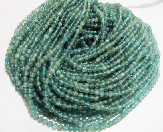 Natural Genuine Blue Apatite Round Plain Smooth 4mm Beads, Blue Color Beads For Jewelry Making Strand 13 Inches Long Sold Per Strand.