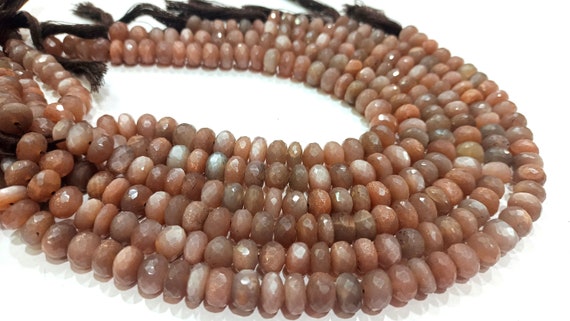 Natural Chocolate Moonstone Rondelle Faceted 8 to 9mm Beads Sold per strand 10 Inches Long Great quality Beads