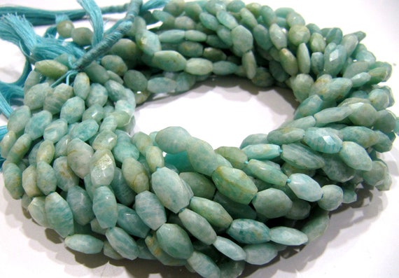 Natural Amazonite Oval Faceted Briolette Beads Size 10mm to 12mm Light Green Color Mani Shape Gemstone Beads sold per Strand 13 Inches