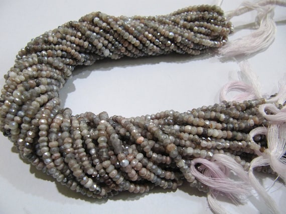 Natural Multi Moonstone Silver AB Mystic Coated Rondelle Faceted Beads 3-4mm Strand 13inches  long Top Quality Wholesale prices Beads