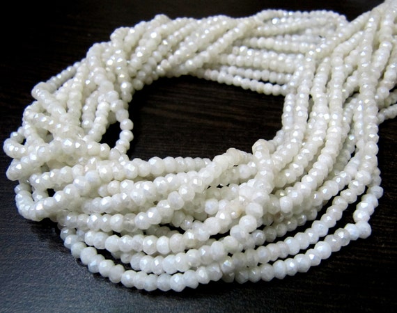Natural White Silverite 3- 4mm AB Coated Beads Strand 13 inch long Mystic Coated Silverite Beads Wholesale Prices Jewelry making gemstone