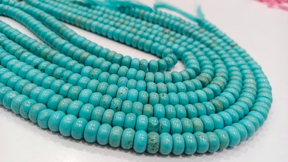Collana di perline lisce di turchese naturale, gioielli con Collana di perline lisce di turchese naturale, gioielli con
