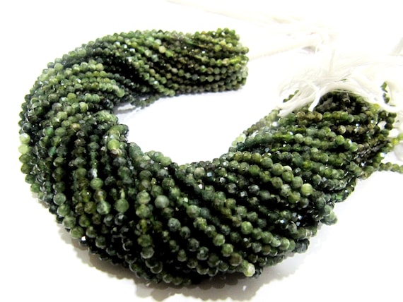 Natural Green Tourmaline Rondelle Faceted 3mm Beads Strand Size 13 Inches Long Green Jewelry Making Beads Wholesale Prices