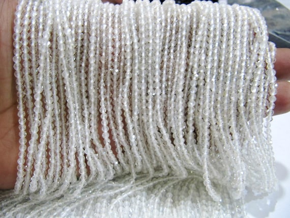 Natural White Topaz Rondelle Faceted Gemstone Beads 3mm Strand 13 inches long High Quality Wholesale Prices Jewelry making gemstone beads