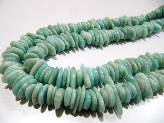 Natural Amazonite Nugget Shape Flat Tumbled Plain Smooth 10mm To 15mm Beads, Jewelry Making Beads Strand 8 Inches Long Sold Per Strand