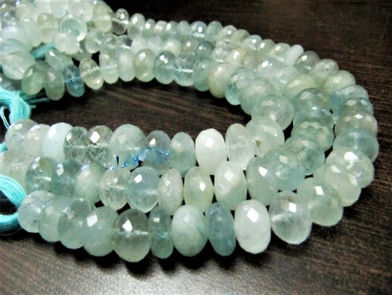Natural Untreated Aquamarine Far Size Beads 12 to 13mm Strand 8 Inches Long Wholesale Prices aquamarine Gemstone beads