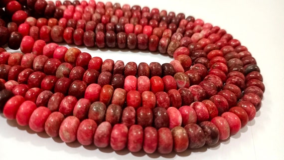 Natural Thulite Gemstone Rondelle Plain Smooth 8-9mm Beads Sold per Strand 8 Inches Long Great Quality rare stone beads