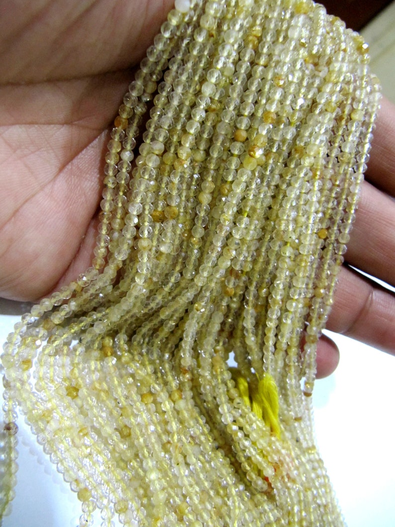 ON SALE Natural Golden Rutilated 2.5mm Rondelle Faceted Beads 13 Inches Long Semi Precious Golden Color Beads Top Quality Sold Per Strand