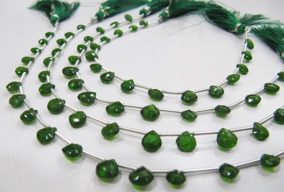 AAA Best Quality Natural Chrome Diopside 5-6mm, Best Quality Green Color Heart Shape Faceted Beads, Strand 8 inches Long Sold Per Strand