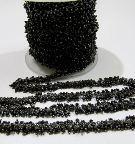 Black Spinel Rondelle Plain Smooth 2mm Beads Chain Grape Beaded Cluster Dangling Chain Wholesale Price Gemstone chain sold per foot