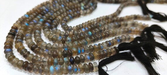Natural Blue Flashy Labradorite 6-7mm Beads Rondelle Plain Smooth Beads Sold Per Strand 8 Inch Long Jewelry Making Beads