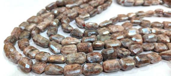 Natural Quartz Peach Moonstone AB Coated 13X18mm Briolette Tumble Shape Beads Sold Per Strand 8 Inches Long