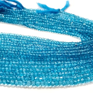 Natural Swiss Blue Topaz Rondelle Faceted 3.5-4mm  Beads Sold Per Strand 13 Inches Long Great Quality Gemstone Beads