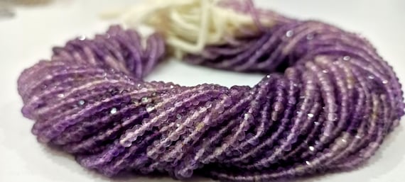 Natural Amethyst 3mm Rondelle Micro faceted Gemstone shaded Beads Strand 13 Inches Long Best Quality Purple Beads Sold Per Strand